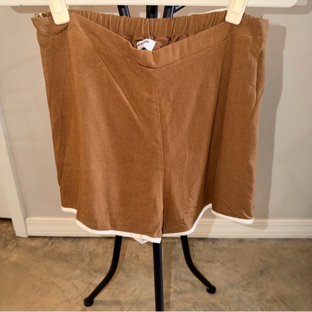 Workshop Republic Clothing 2 Two Piece Set Brown with Tan/White Trim - Picture 7 of 9